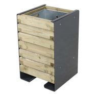Poubelle Acmon 50L - pin piètement acier galva laqué gris - bac acier galva