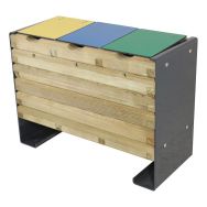 Poubelle Acmon tri sélectif 3x50L pin piètement acier galvanisé laqué gris-bacs
