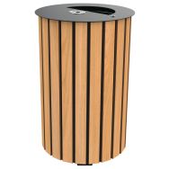 Poubelle CITADY 80 L cendrier lames bois/métal - BUTON DESIGN