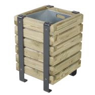 Poubelle Lycos 50L pin piètement acier galva laqué gris - bac acier galva