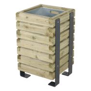 Poubelle Mylos 50L - pin piètement acier galva laqué gris - bac acier galva