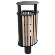 Poubelle OVALON 75 L lames bois/métal - BUTON DESIGN