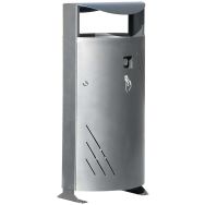 Poubelle Titan 95 L acier noir martelé avec cendrier et porte.