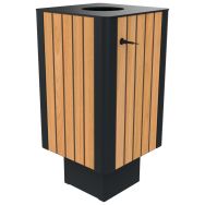 Poubelle URBEO 60 L effet lames bois - métal - BUTON DESIGN