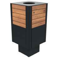 Poubelle URBEO 60 L effet lames bois/métal - BUTON DESIGN