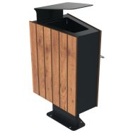 Poubelle VILEO 60 L effet lames bois/métal - BUTON DESIGN
