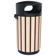 Poubelle ZELINE couvercle lames bois/métal - BUTON DESIGN