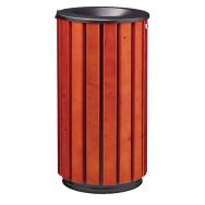 Poubelle Zeno Access 80L lattes bois acier galva gris-Rossignol Pro