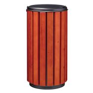 Poubelle Zeno Protec 80L lattes bois couvercle gris acier poudré-Rossignol Pro