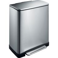 Poubelle à pédale E-Cube rectangulaire - 50 L, Matériau : Inox