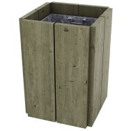 Poubelle carrée Kerguélen 50L - pin traité - Manutan Expert