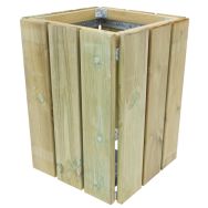 Poubelle carrée Kerguélen 50L - pin traité - Manutan Expert