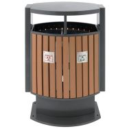 Poubelle d'extérieur tri sélectif Look au bois 2x39L