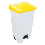 Poubelle mobile à pédale 120 L Blanc / Jaune - Manutan