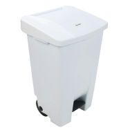 Poubelle mobile à pédale 80 L Blanc  - Manutan