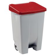 Poubelle mobile à pédale Mobily 80 L - Blanc/Rouge