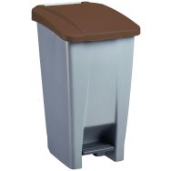 Poubelle mobile à pédale Mobily Green 60 L - Gris/Marron