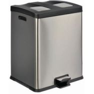 Poubelle pédale tri sélectif Multiflux - Brossé - 2X30 L