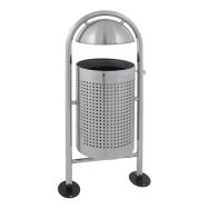 Poubelle ronde d'extérieur avec protection pour la pluie 27L