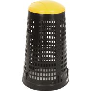 Poubelle ronde en plastique perforé Ruff 110L noir jaune