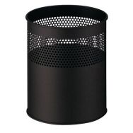 Poubelle ronde métallique semi-ajourée 15 L noir