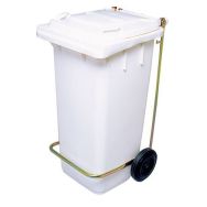 Poubelle roulante blanche 120 litres