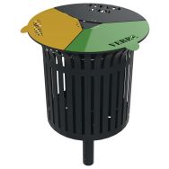 Poubelle tri CERKY 3 x 60 L ajouré gris 7016 couvercles vert/gris/jaune