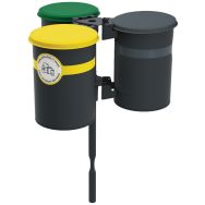 Poubelle tri CERKY 3 x 60 L métal gris 7016 - verre/papier/déchets