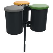 Poubelle tri CERKY 3 x 60 L métal gris 7016 couvercle vert/gris/jaune