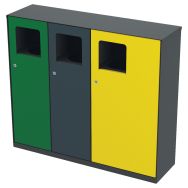 Poubelle tri TRIVY 2 x 40 L + 80 L métal - portes gris/vert/jaune