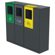 Poubelle tri TRIVY 2 x 40 L + 80 L métal gris 7016 - verre/déchets/papier