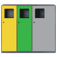 Poubelle tri TRIVY 2 x 50 L + 100 L métal - portes gris/vert/jaune