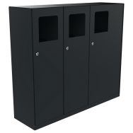 Poubelle tri TRIVY 2 x 50 L + 100 L métal gris 7016 - stickers