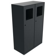 Poubelle tri TRIVY 2 x 50 L métal gris 7016 + 3 stickers