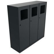 Poubelle tri TRIVY 3 x 50 L métal gris 7016 + 3 stickers
