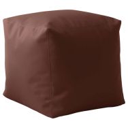 Pouf Cubico souple 50 x 50 cm tissu simili cuir marron