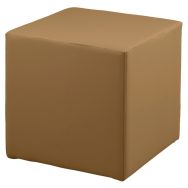 Pouf Cubo rigide 45 x 45 cm tissu simili cuir camel