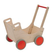 Poussette de poupée en bois