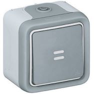 Poussoir témoin 10A Plexo complet saillie gris