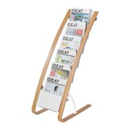 Présentoir de sol 6 compartiments A4 bois/blanc