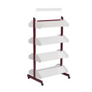 Présentoir double face sur roulettes Zédia rouge RAL 3000