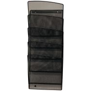 Présentoir mural à la française 5 compartiments en métal mesh noir