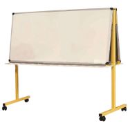 Pupitre mobile 149 x 64 cm blanc émaillé piétement jaune RAL 1023