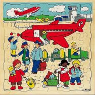 Puzzle bois 37 x 37 cm - thème le transport : aéroport