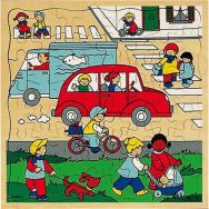Puzzle bois 37 x 37 cm - thème le transport : trafic en ville