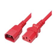 Rallonge secteur tripolaire rouge 1,8m IEC C14 vers IEC C14