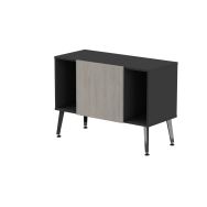 Range. bas Teni pieds métal lg.100 cm ht.74 cm 1 porte 2 niches