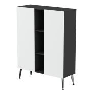 Range. bas Teni pieds métal lg.120 cm ht.160 cm 2 portes 3 niches