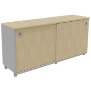 Rangement bas portes coulissantes Dalia chêne/gris