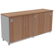 Rangement bas portes coulissantes Dalia noyer/gris